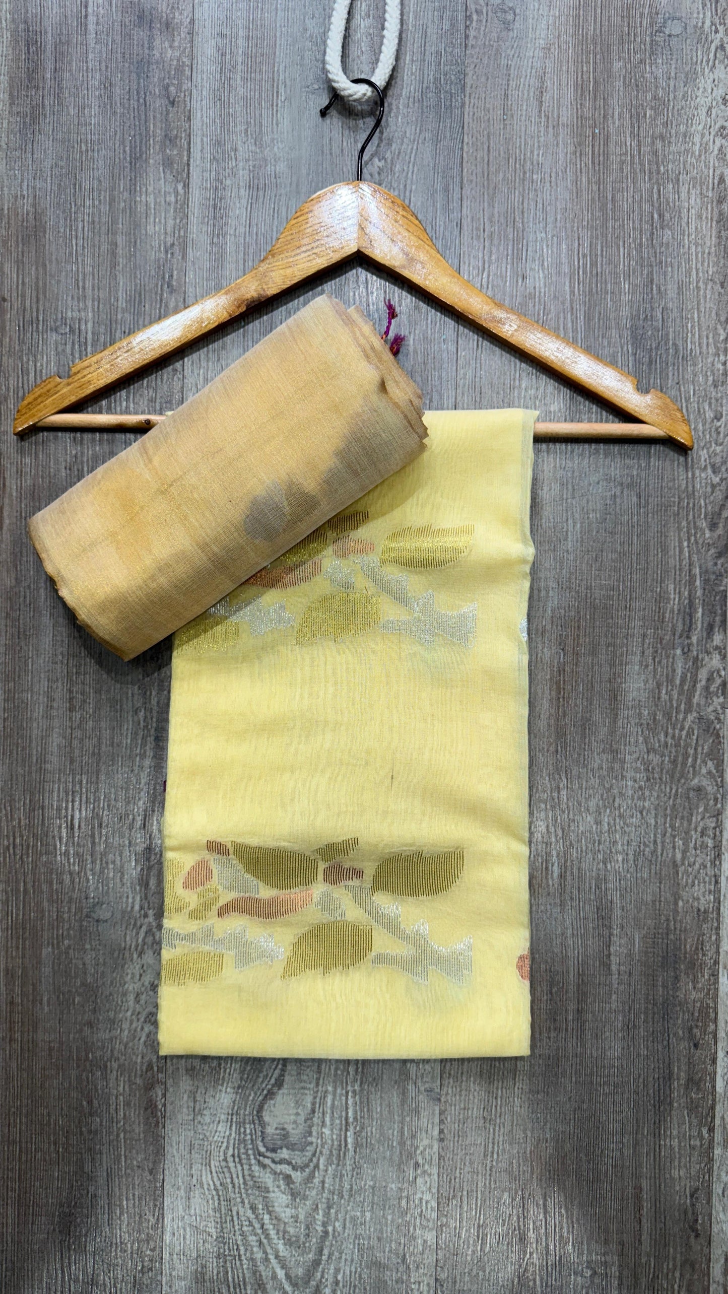 Muslin Tissue Jamdani Salwar Suit (BUTTERSCOTCH YELLOW)