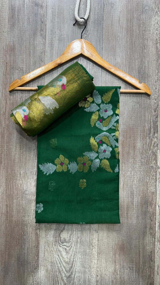 Muslin Tissue Jamdani Salwar Suit (BLACK)