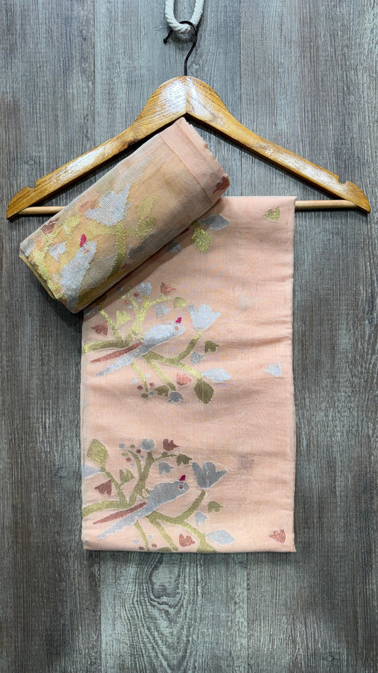 Muslin Tissue Jamdani Salwar Suit (LIGHT PEACH)