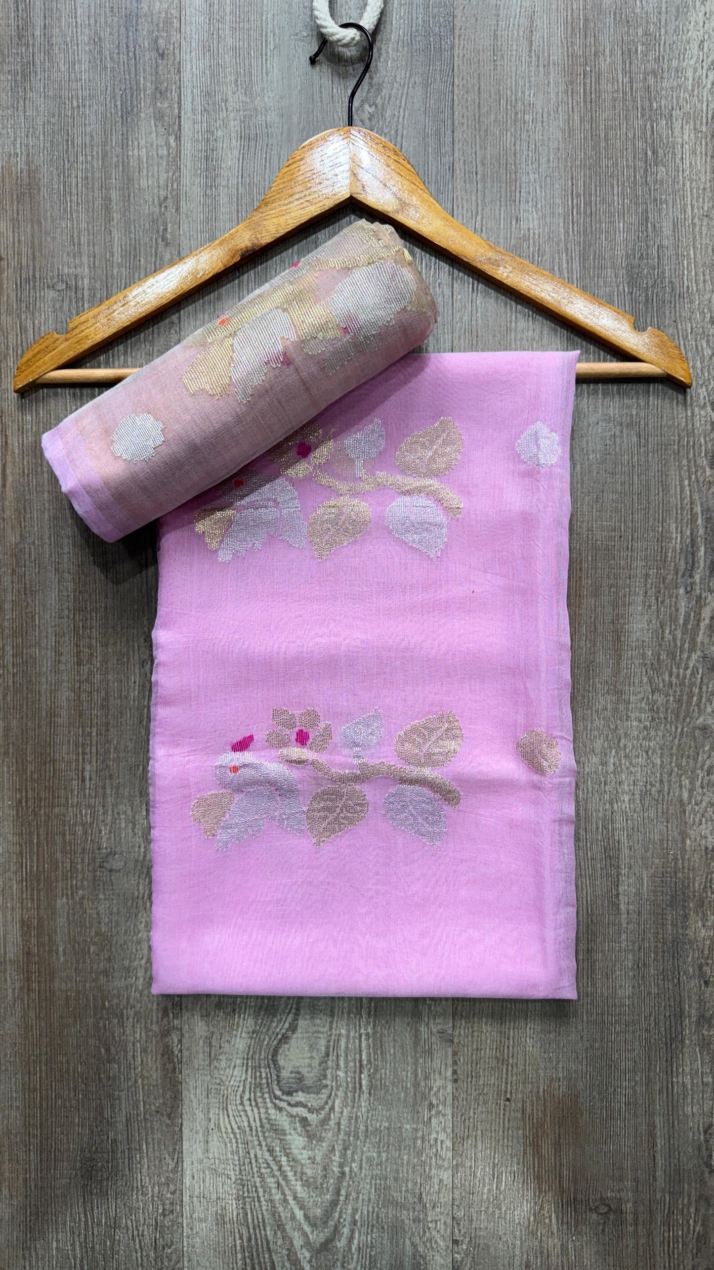 Muslin Tissue Jamdani Salwar Suit (LIGHT ROSE)