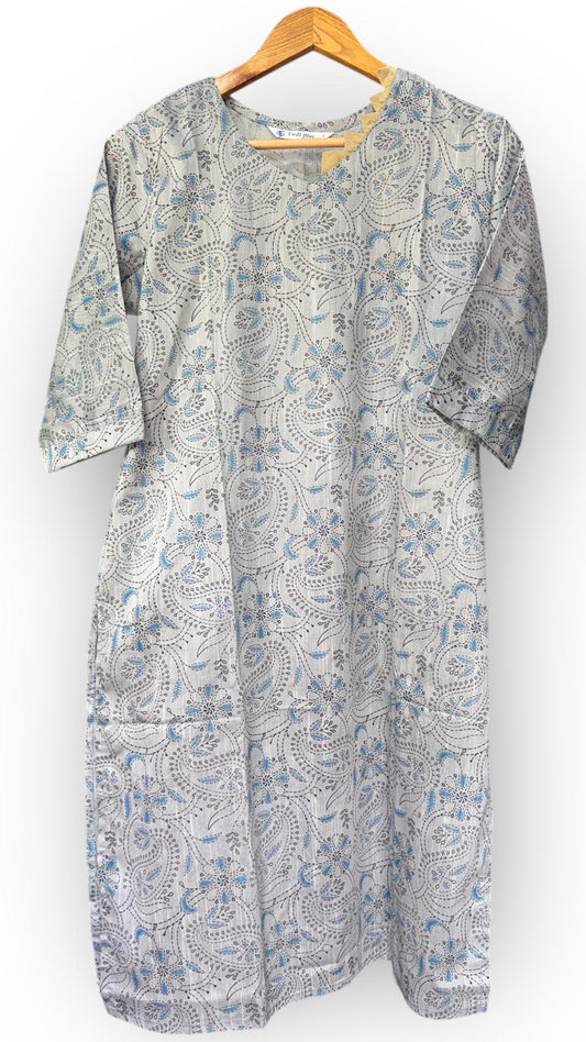 Soft Cotton Rayon Kurti (GREY)