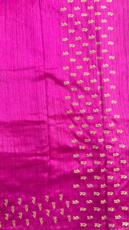 Soft Silk saree with Embroidery (MAGENTA)