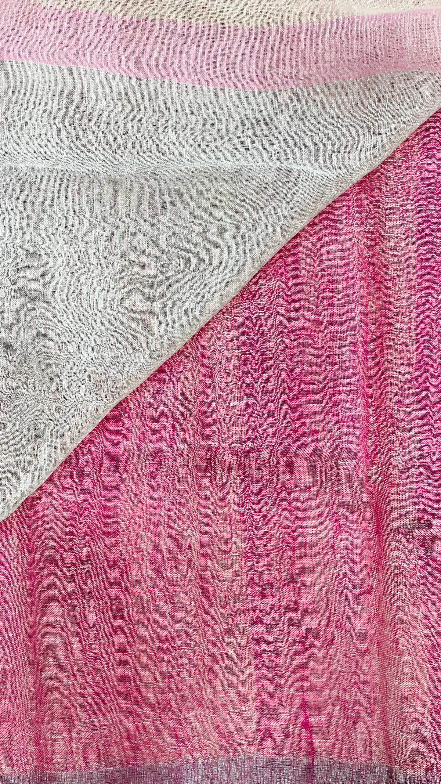 Pure Linen Saree (PINK)