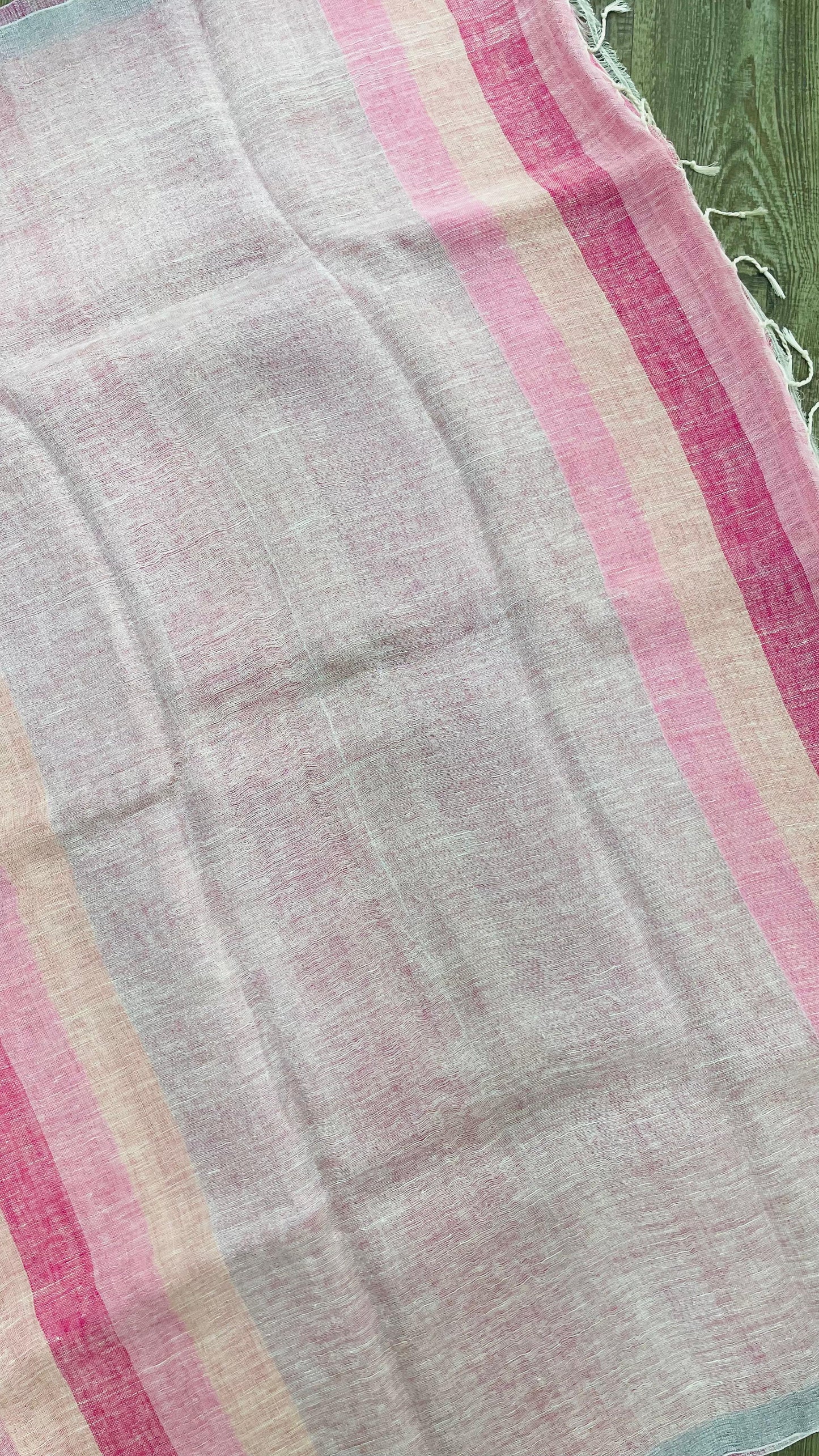 Pure Linen Saree (PINK)