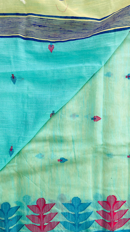 Soft Bengal Cotton Jamdani saree (SANDAL)