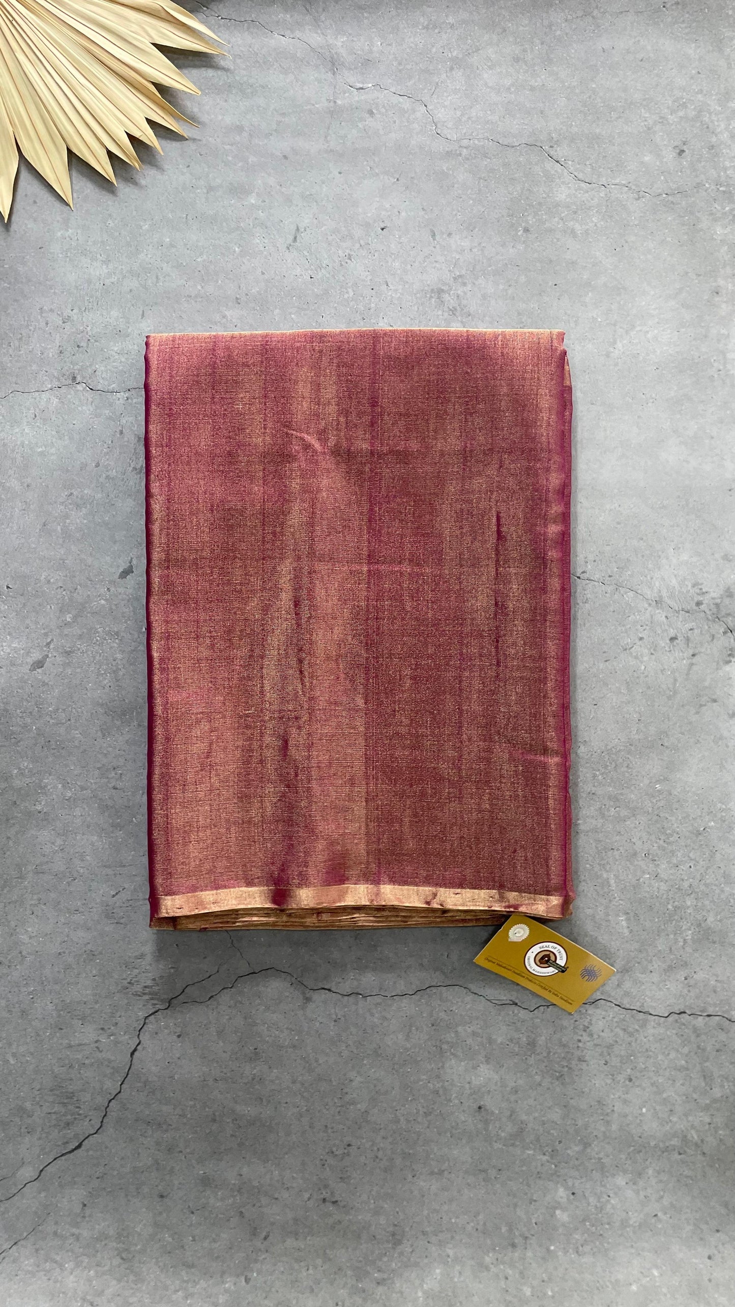 Handwoven Maheshwari Silk Tissue Saree (BLUSH PINK)