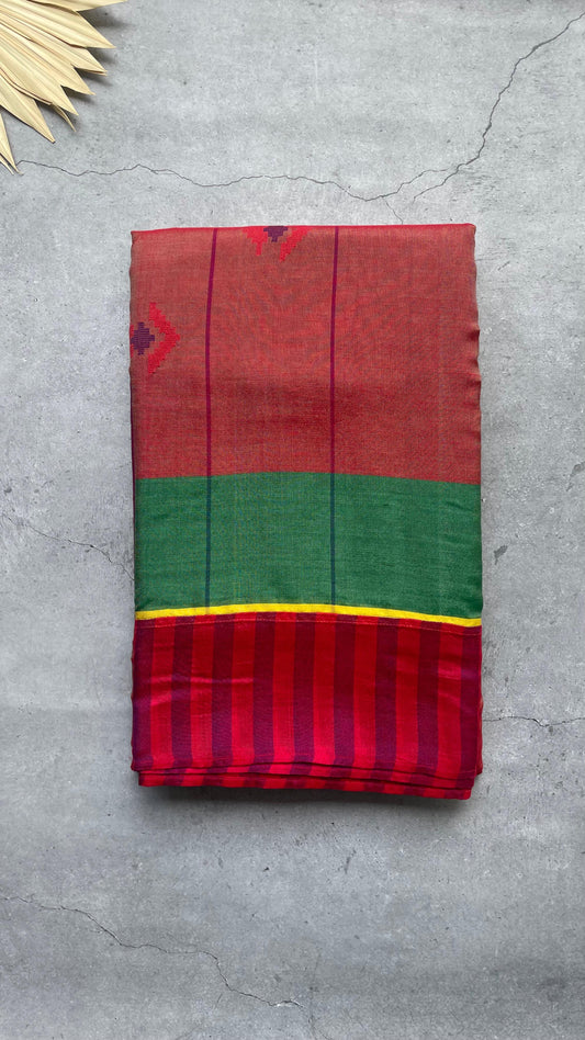 Premium Handwoven Soft Silk Jamdani Saree (SHIMMERING RED)