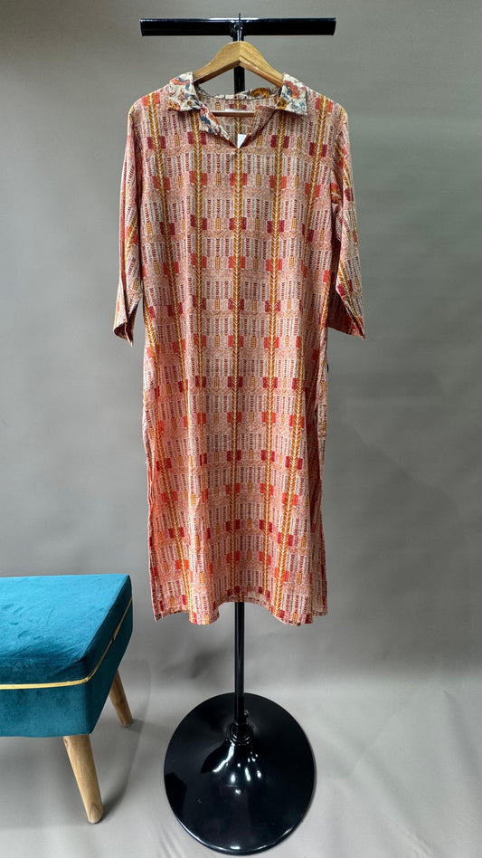 Abstract Print Mulmul Kurti (MULTICOLOUR)