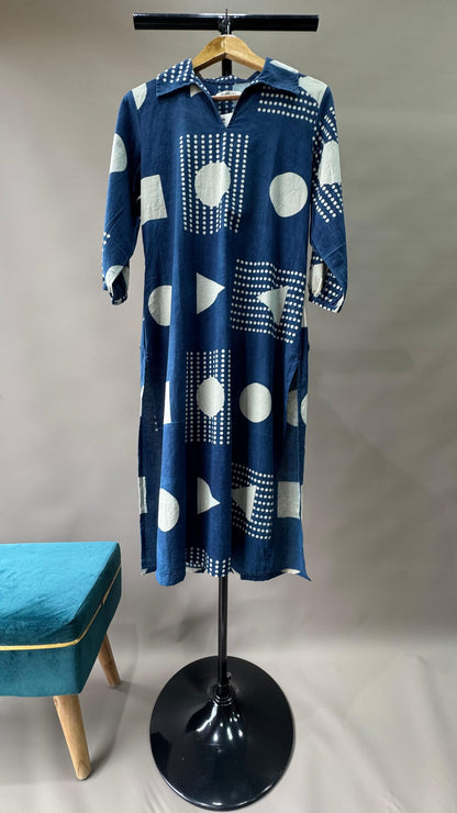 Soft Cotton Printed Kurti (INDIGO)