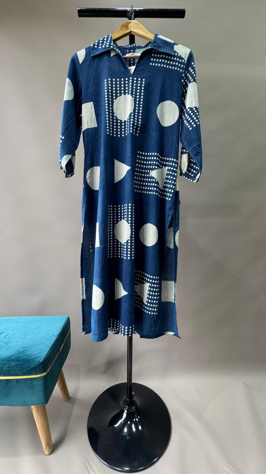 Soft Cotton Printed Kurti (INDIGO)
