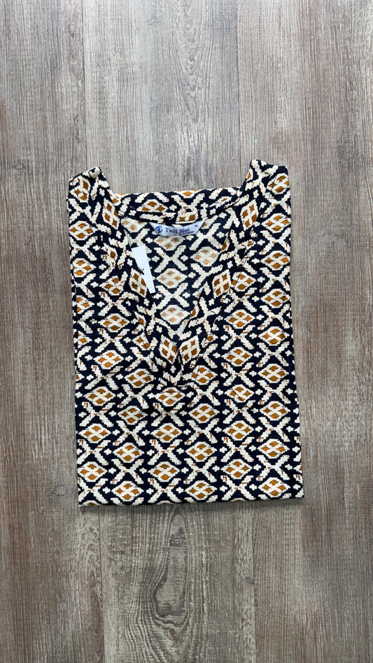 Printed Kalamkari Cotton Kurti (BLACK & OFF WHITE)